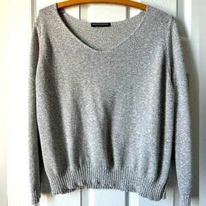 BRANDY MELVILLE Womens Sweater OSFA Long Sleeve Pullover V Neck Knit Gray